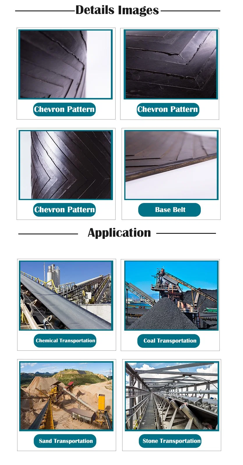 Belting Supplier in China Chevron Industrial Black Patterned Rubber Conveyor Belt