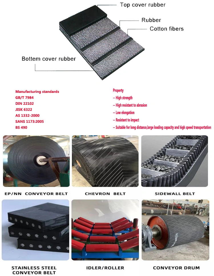Huanball Hot Sell Ep800 Multi Layer 10mm Bucket Elevator Ep Fabric Rubber Cover Conveyor Belt