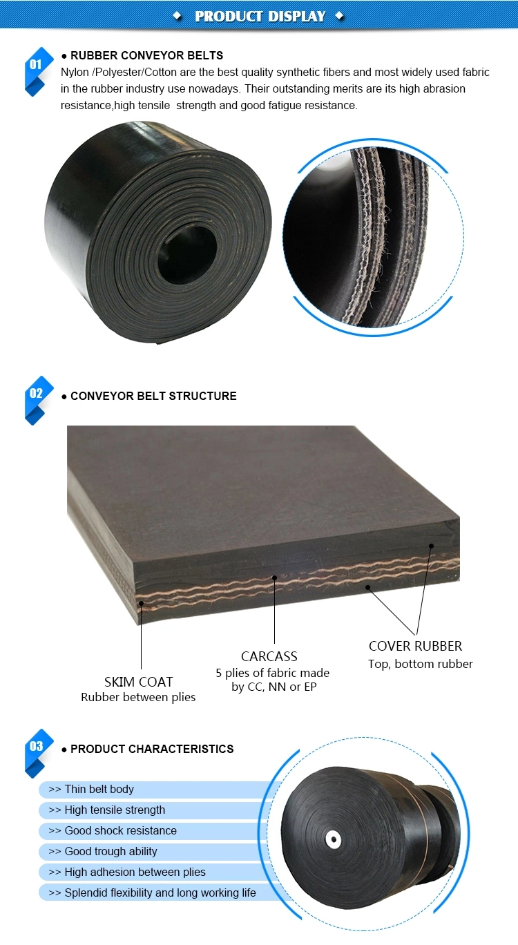 Polyester Ep Rubber Conveyor Belt for Quarry Sand and Gravel